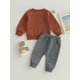 thumbnail image 3 of Conjunto de 2 piezas para bebé niño pequeño, sudadera, jersey y pantalones con estampado de pavo y gobble, ropa de Acción de Gracias, 3 of 6