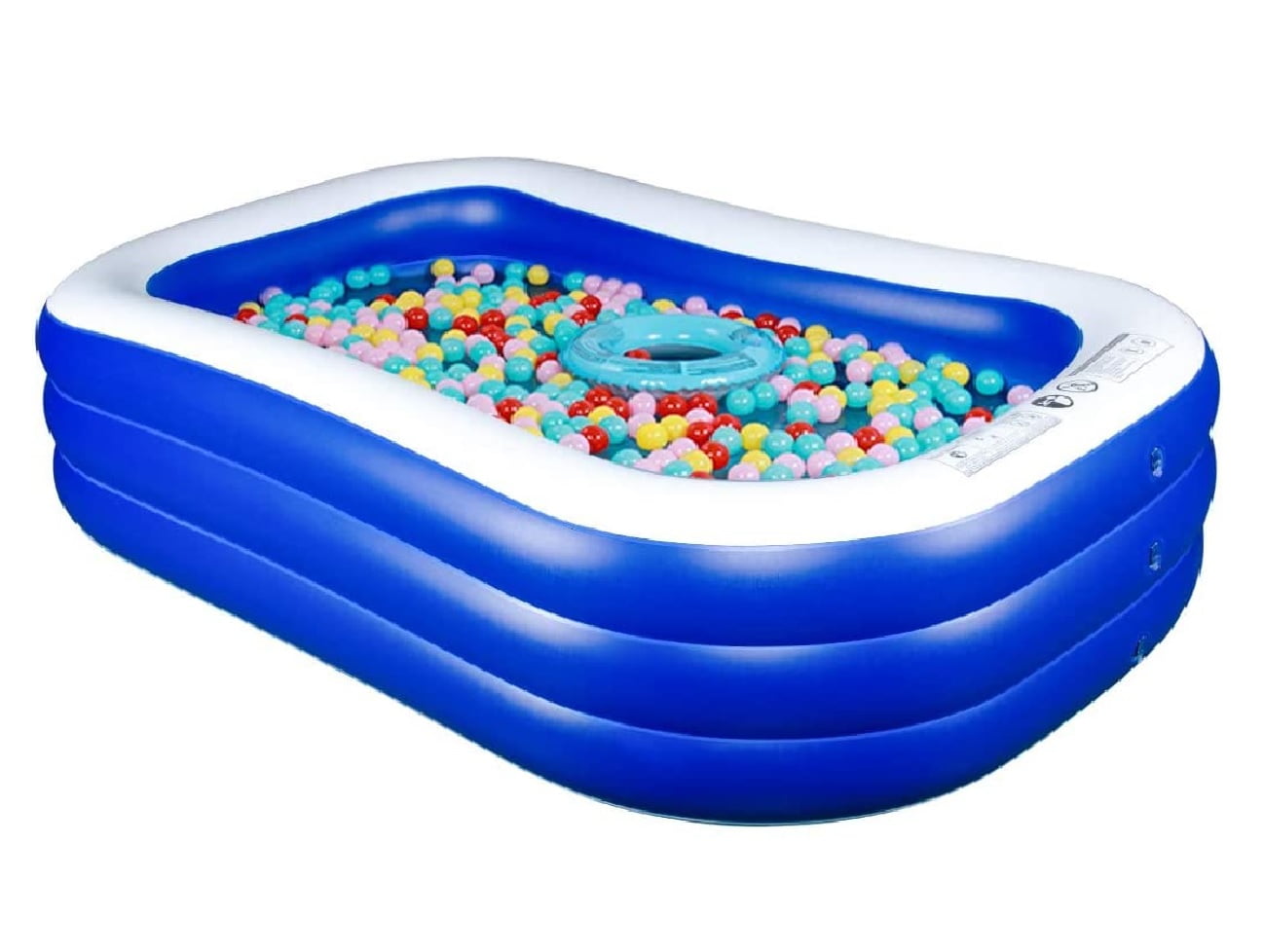 Inflatable Kiddie Pool, 102" x 67" x 21" Family Swim Center Rectangular