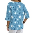 thumbnail image 2 of Xoenoiee Turtle Starfish Print Womens Button Down Shirts Linen Cotton 3/4 Sleeve Blouses Casual Loose Fit Gauze Tops Plus Size, Size M, 2 of 7