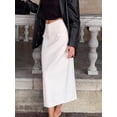 thumbnail image 4 of Women'S Stretch Denim High Waisted Jean Skirt with Frayed Raw Hem and Pockets White S, 4 of 9