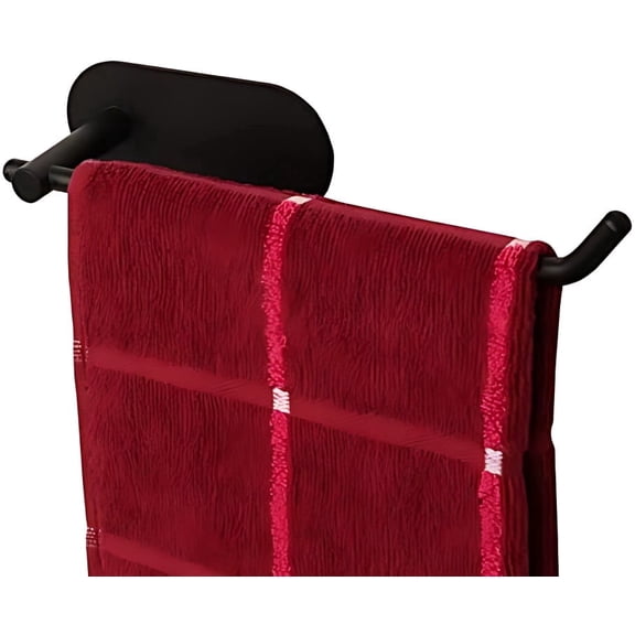 Hand Towel Holder, No Drilling Stick on Wall Towel Bar, SUS 304 Stainless Steel Towel Rod, Strong Self Adhesive Towel Rack/Hanger for Bathroom Kitchen (Matte Black)