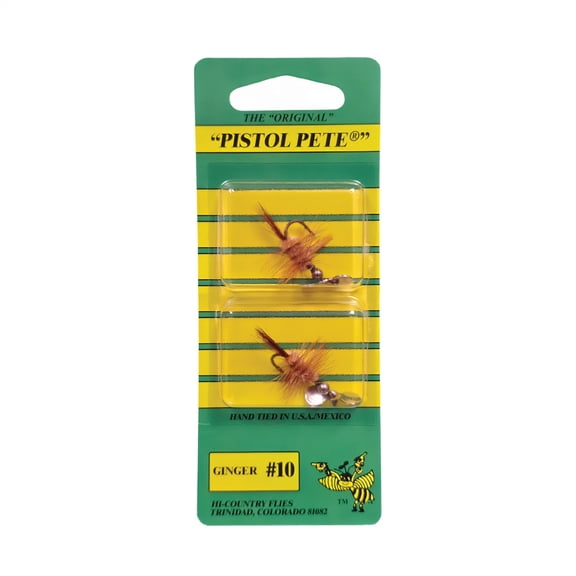 Pistol Pete's Freshwater Fly Fishing Lure for Trout & Panfish, Size 10, Ginger, 2-pack
