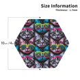 thumbnail image 3 of Honeii Happy Kitten Faces Print Leather Coaster Set of 6, Ideal for Safeguarding Your Furniture from Drinks Spills and Effortless Cleanup,Hexagon, 3 of 7