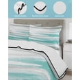 thumbnail image 4 of Quilts King Size Bedding Set, Turquoise Gray White Lightweight Quilted Comforter, Country Abstract Ombre Mottled Soft Reversible Bedspread Coverlet with Pillow Covers for All Season, 96" x 106", 4 of 7