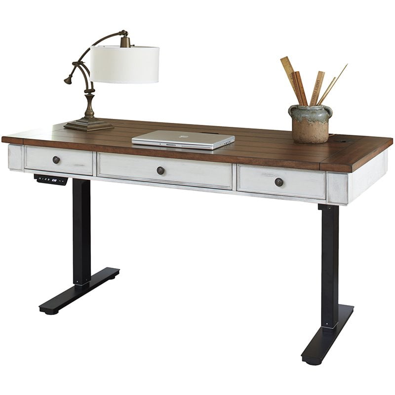Martin Furniture Durham 3 Drawer Standing Desk in Weathered White