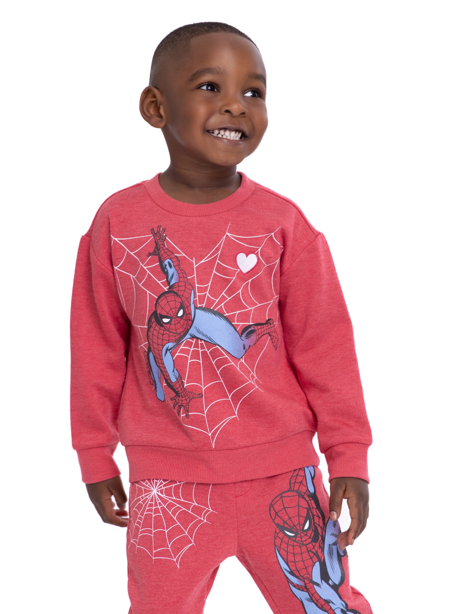 Toddler Boy Spiderman Valentine?s Day Crewneck Sweatshirt and Joggers Set, 2-Piece Set, Sizes 12M-5T