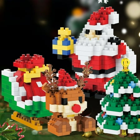14 Boxes of Children's Christmas Building Block Toys Lego Assembled Santa Christmas Tree Ornament Holiday Gifts