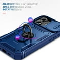 thumbnail image 2 of Military Grade Drop Impact for iPhone 16 Plus Camera Lens Slide Protection Case 360 Metal Rotating Ring Kickstand Holder Armor Shockproof Case For iPhone 16 Plus, Blue, 2 of 9