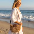 thumbnail image 4 of BadPiggies Women Straw Shoulder Bag Hollow Out Summer Beach Handbag Woven Zipper Crescent Purse (Khaki), 4 of 9