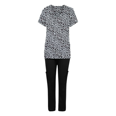 

Inkach Men & Women Short Sleeve V-Neck Tops+Pants Nursing Working Uniform Set Suit