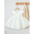 thumbnail image 6 of Kids Little Girl Cotton Linen Dress 12 24 Months 2T 3T 4T 5T Solid Color Ruffle Trim A-line Princess Tank Dresses Casual Summer Clothes, 6 of 9