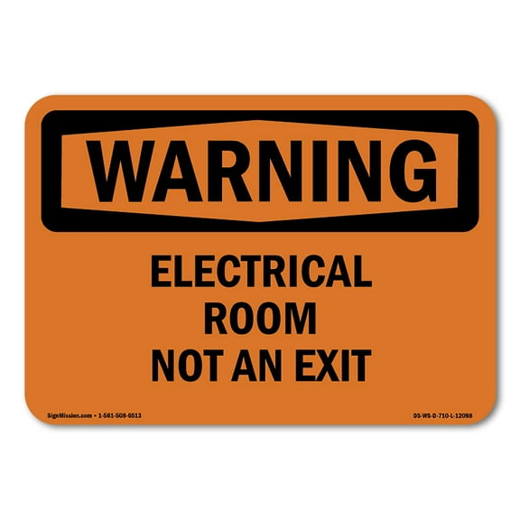 SignMission OS-WS-A-1218-L-12098 12 x 18 in. OSHA Warning Sign - Electrical Room Not An Exit