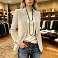 thumbnail image 6 of HongQid Blazer Jacket for Women Corduroy Notched Lapel Single Button Pocket Structured Casual Outerwear Loose Cut Spring Fall Clothes Ladies Trendy Everyday Suit Coat, 6 of 10