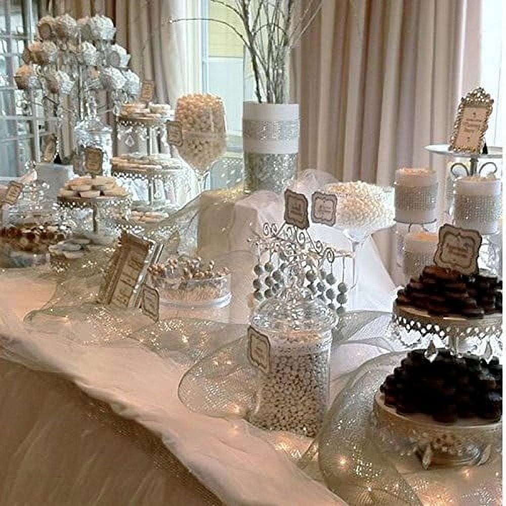 Rhinestone Diamond Mesh Ribbon Wrap, Silver Acrylic Bling Diamond Wrap Ribbon  for DIY, Wedding Decorations, Cake, Birthday Party Supplies, Arts and Crafts (60Ft)