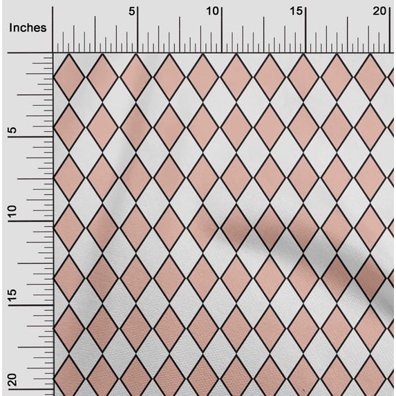 oneOone Cotton Jersey Peach Fabric Argyle Check Craft Projects Decor Fabric Printed By The Yard 58 Inch Wide