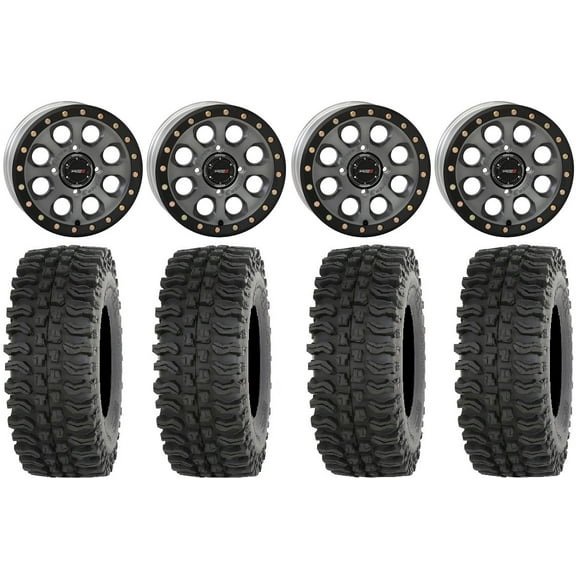 System 3 SB-7 15" Wheels Titanium (4 3) 33" BDC Tires Can-Am Maverick X3 / Honda Pioneer 1000 / Talon
