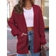 thumbnail image 4 of Cárdigan Extragrande de Punto Suave para Mujer con Bolsillos Vino Tinto L, 4 of 6