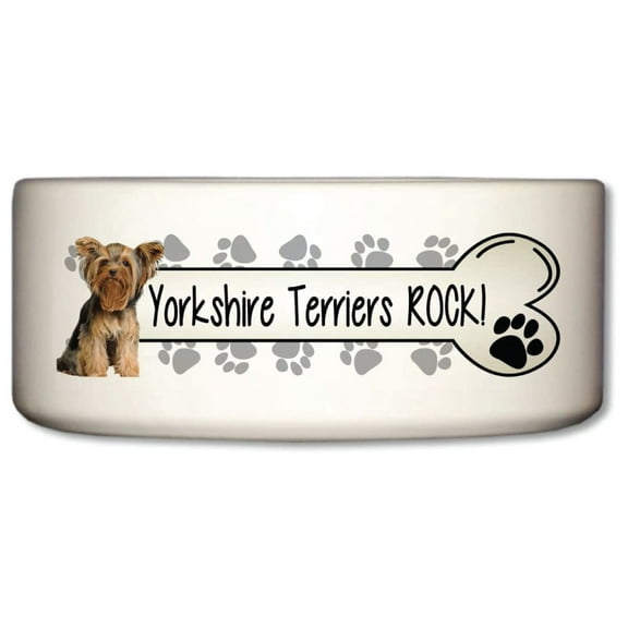 Victory Store Yorkshire Terriers Rock Ceramic Dog Bowl, Dishwasher Safe Pet Bowls
