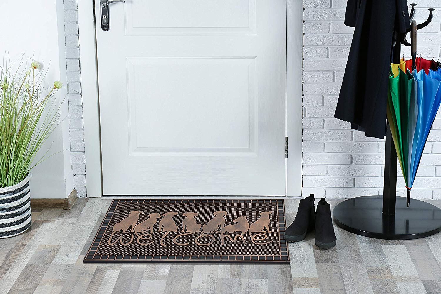 A1HC Rubber Pin Doormat Dogs Tails Welcome Mat, Beautifully Copper Finished Outdoor Indoor Entance Mats 18" X 30"