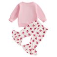thumbnail image 3 of Okbabeha Toddler Girl Valentine's Day Sets Letter Sweatshirt Heart Flare Pants, 3 of 8