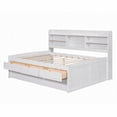 thumbnail image 4 of Full Size Wooden Storage Bed with Built-in Bookshelves and Trundle,White for Bedroom, 4 of 16