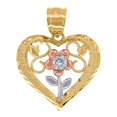 thumbnail image 2 of 14k Gold Womens Tri color Dc Cubic Zirconia Flower Love Heart Height 25mm Pendant Necklace Charm Pendant for Women, 2 of 2