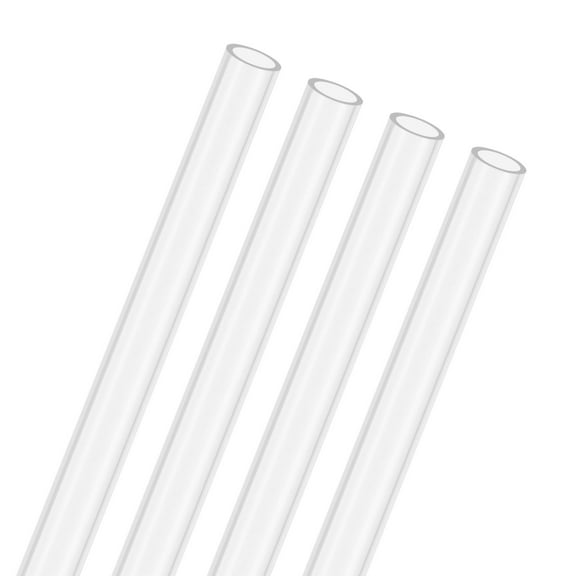 4-Pack Clear Rigid Acrylic Pipe, 7mm[0.28"] ID x 9mm[0.35"] OD Plastic Round Tube for Water Cooling System/Lamps/Fountains/Aquariums [305mm/12IN]