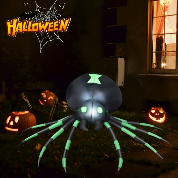 7.2FT Halloween Inflatable Spider Outdoor Decoration, Blow Up Spider with LED Light Decor, Inflatable Holiday Yard Lawn Garden Decorations for Indoor Outdoor