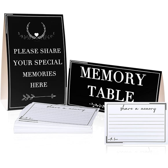 HAHDAXIA 52 Pieces Share a Memory Cards Funeral Guest Book Memory Card for Celebration of Life, Baby Showers, Birthday, Graduation, Wedding, Anniversary, Retirement (Black)