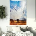thumbnail image 4 of Western Tapestry, Horse in Monument Valley Open Sky with Clouds in Arizona America Landscape Print, Wall Hanging for Bedroom Living Room Dorm Decor, 60W X 80L Inches, Cream Blue, by Ambesonne, 4 of 5
