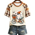 thumbnail image 5 of QINGFSAP Women's Halloween Graphic T-Shirt Casual Raglan Short Sleeve Top Loose Fit Crewneck Tee Blouse, 5 of 5