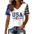 thumbnail image 2 of haizhen 250 Anniversary USA Shirt Women Summer V Neck Sparkly America Flag 1776-2026 Patriotic 4th of July Shirts Women July 4th Tshirts Graphic Tees Womens Going Out Tops White, XXL, 2 of 5