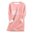 thumbnail image 3 of Jinhomg Plus Size Cute Sweatshirt for Women Comfy Thick Fleece Letter Print Loungewear Tops Fall Plus Size Long Sleeve Crewneck Pullovers Pink XXL, 3 of 6