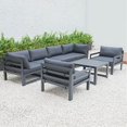 thumbnail image 2 of Juego de mesa de centro y sillón para patio de 7 piezas Chelsea de LeisureMod Aluminio negro con cojines LeisureMod CSTARBL-7BL, 2 of 2