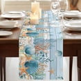 thumbnail image 3 of Table Runners 72 Inches Long Dress Scarves, Blue Coastal Farmhouse Kitchen/Dining Table Runner, Coffee Tablerunners, Summer Beach Starfish Shell Coral Nautical 14x72 Inch, 3 of 9