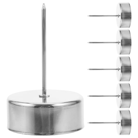 6 Pcs Pillar Candle Holder with Spike Metal Candelabra