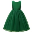 thumbnail image 2 of Uhnice Flower Girl Dress Satin Ball Gown for Wedding Party with Bowknot (Dark Green, 90/2-3 Years), 2 of 7