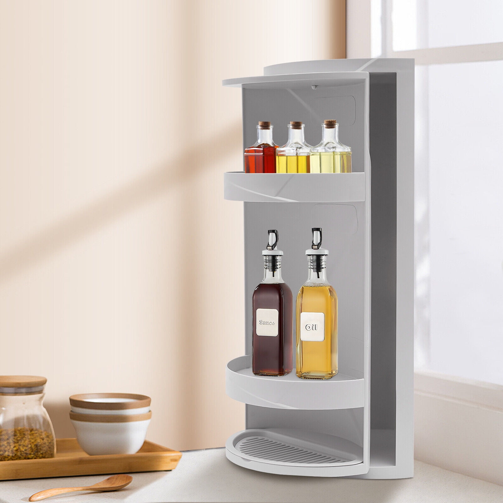 3 Tiers Storage Rack Rotating Storage Shelf Cosmetic Organizer Bathroom Holder Kitchen