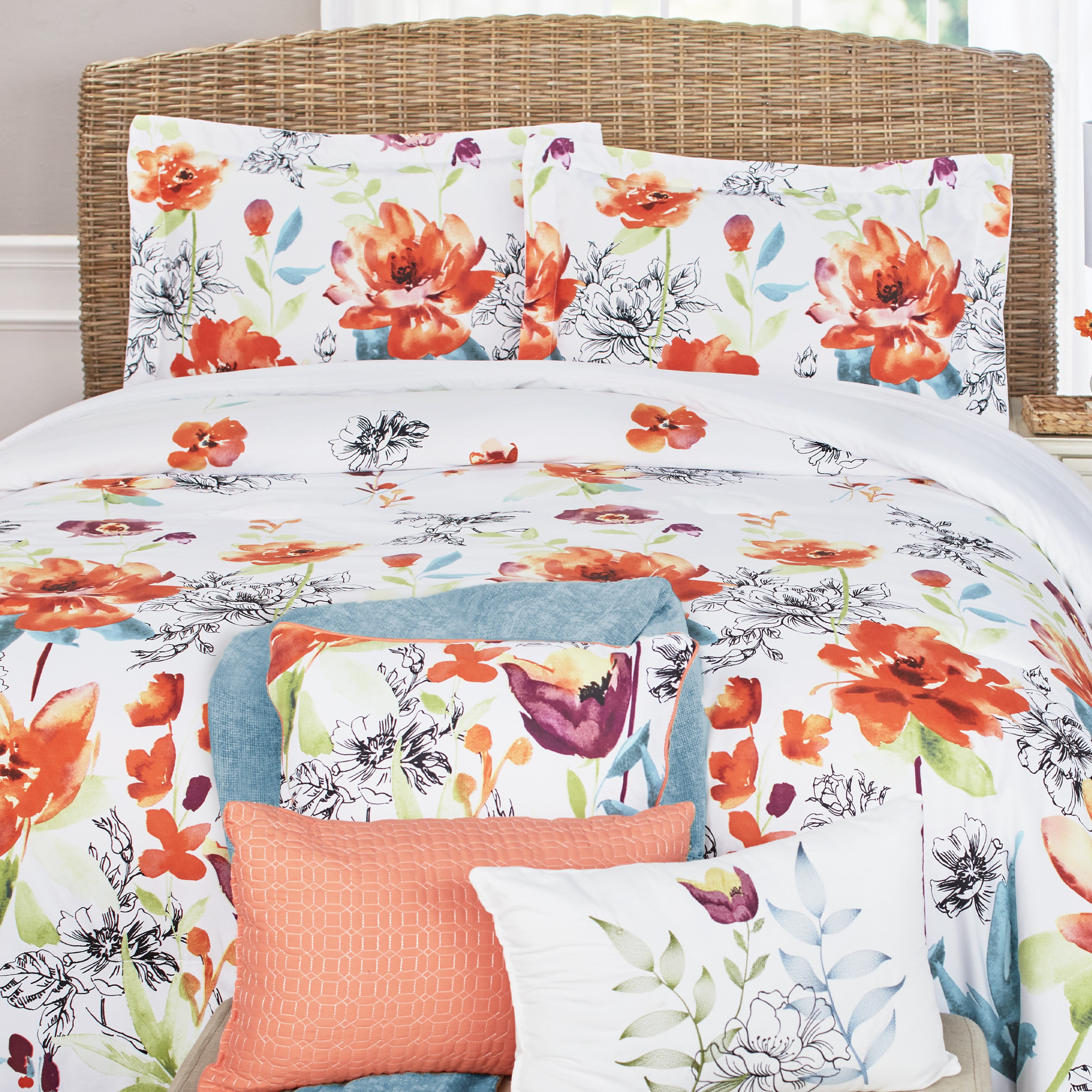 6 Piece Fl Comforter Set With, Is There A Duvet Larger Than King