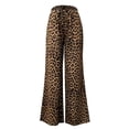 thumbnail image 6 of Wide Leg Pants for Women Leopard Print High Waist Drawstring Trousers Loose Straight Casual Womens Pants Coffee L, 6 of 6