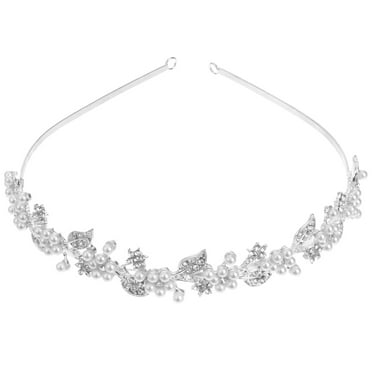 Wedding Bridal Rhinestone Pearl Decorated Tiara Hair Barrettes Hairband Hair Loop Sliver 1 Set