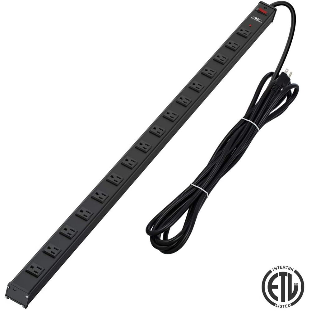 Long Heavy Duty Power Strip Surge Protector, 2.6" Wide Spaced 16