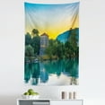 thumbnail image 1 of Nature Tapestry, Venetian Tower Archaeological Site National Park at Sunrise Lake Sanctuary Landscape, Fabric Wall Hanging Decor for Bedroom Living Room Dorm, 5 Sizes, Blue Green, by Ambesonne, 1 of 1