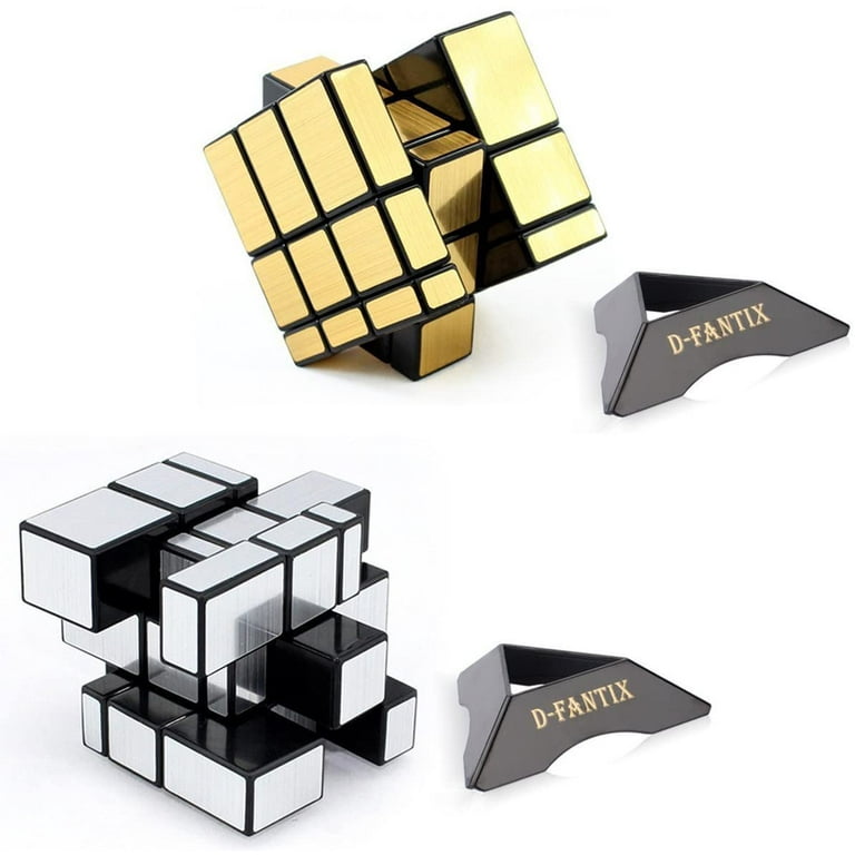 D-FantiX ShengShou Mirror Cube 3x3 Set Mirror Blocks 3x3x3 Mirror Speed Cube Bundle Mirrored Cube Puzzle Silver Gold Pack of 2