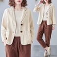 thumbnail image 2 of Fall Spring Suit Coat Turn-down Collar Loose Long Sleeves Pure Color Double Buttons Cardigan Casual Daily Wear Jacket, 2 of 8