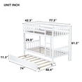 thumbnail image 6 of Leumius Twin over Twin Size Bunk Bed Frame with Trundle, Twin Size Bunk Bed with Ladder and Safety Guardrails for Boys Girls White, 6 of 8