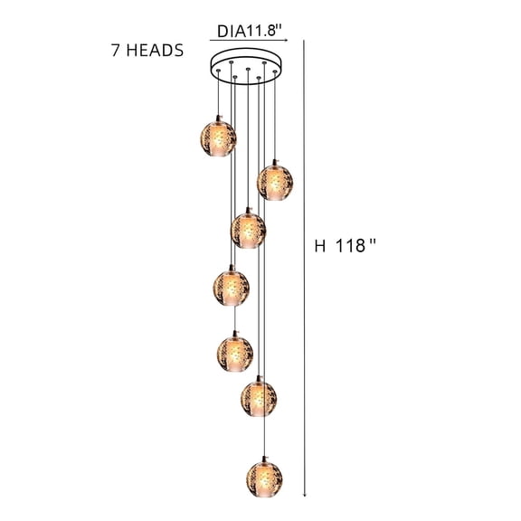 SAVINGGET Celestial Cascade Crystal Chandelier Stairwell Pandant Lighting LED Raindrop Ceiling Light Living Room Hotel Hallway Foyer Entryway (7-Light)