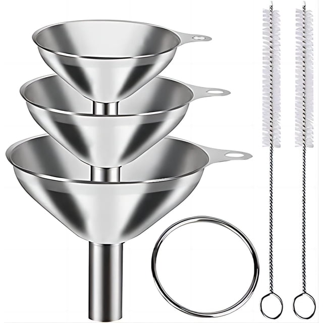 Juego de embudos de cocina YEVIOR de acero inoxidable, 3 tamaños