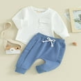 thumbnail image 2 of OUSITAID Toddler Boys 2PCS Pants Sets Solid Color Long Sleeve Sweatshirt and Drawstring Pants Sets 6-12 Months, 2 of 8