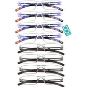 8 Pairs Reading Glasses, Blue Light Blocking Glasses, Computer Reading Glasses for Women and Men, Fashion Square Eyewear Frame (4bluefloral+4brown,+3.50 Magnification)